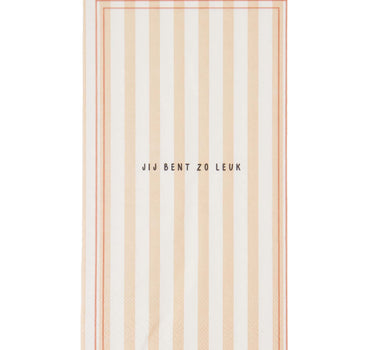 servetten rechthoek streep jij bent zo leuk | white / pink van Zusss, wit/roze papieren servetten