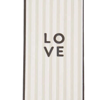 servetten rechthoek streep love | white / sand