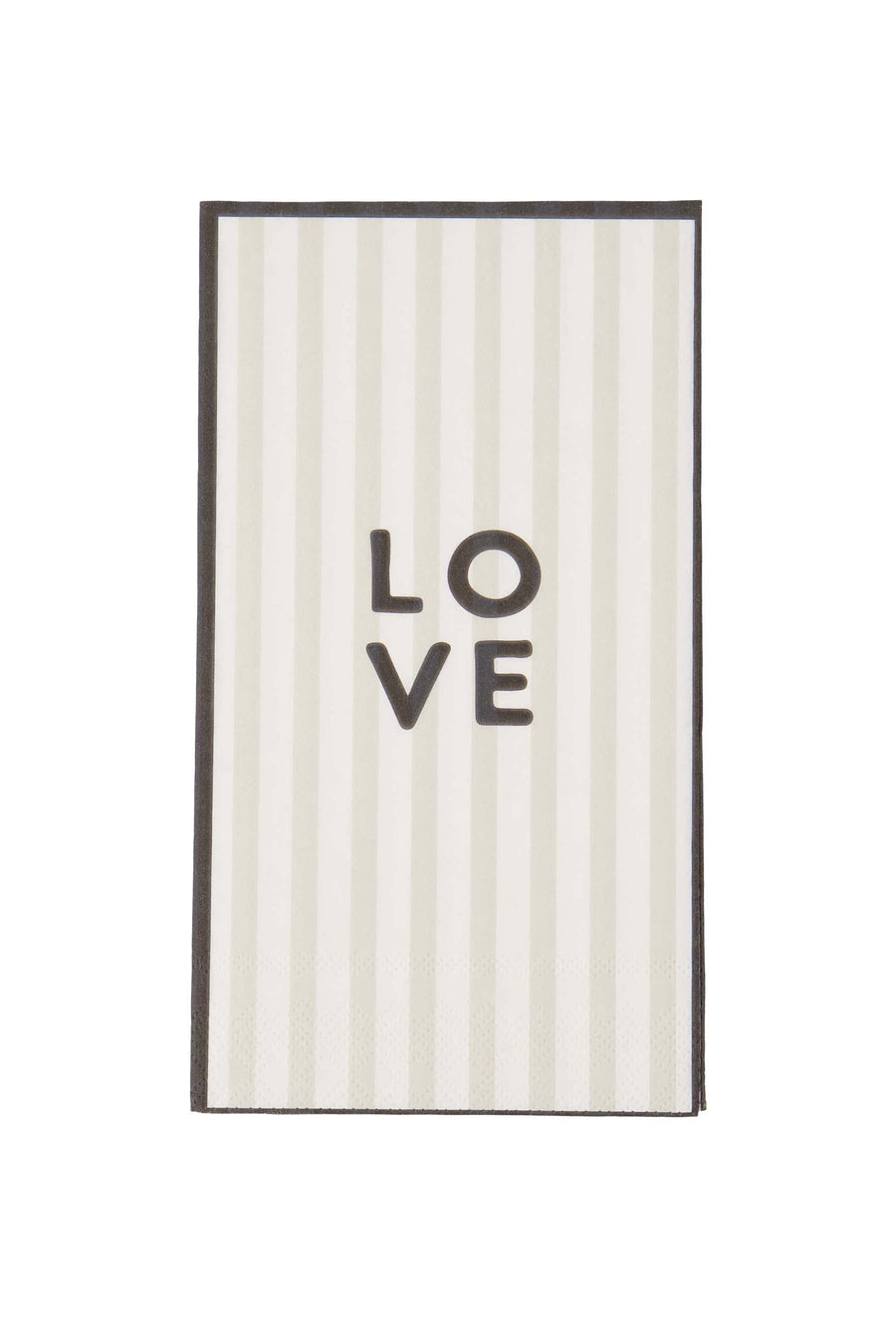 servetten rechthoek streep love | white / sand
