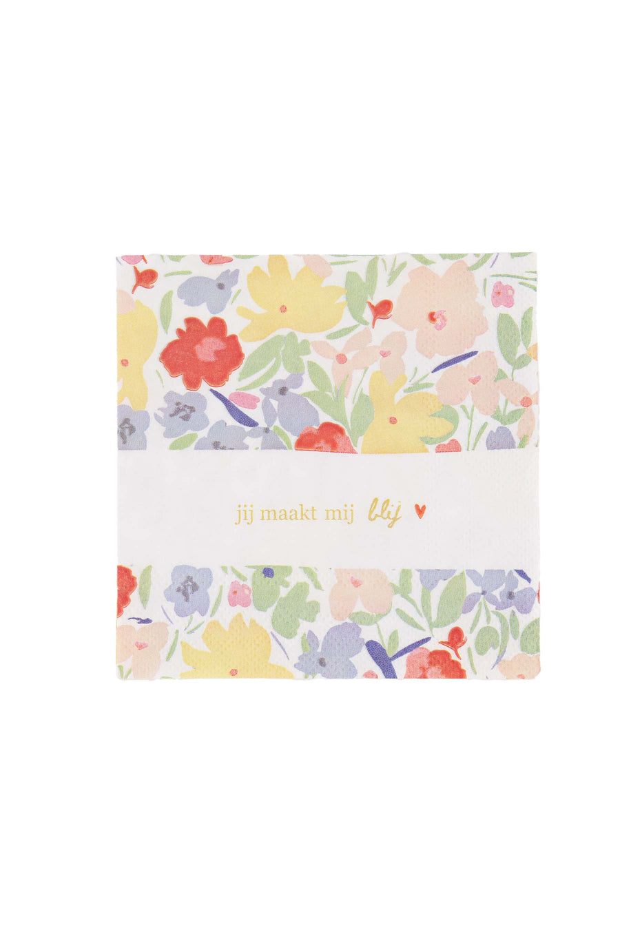 square napkins flowers you make me happy | off white / multicolor