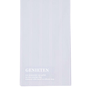 Servetten rechthoek genieten blauw van Zusss, packshot met lichte blauwe strepen.