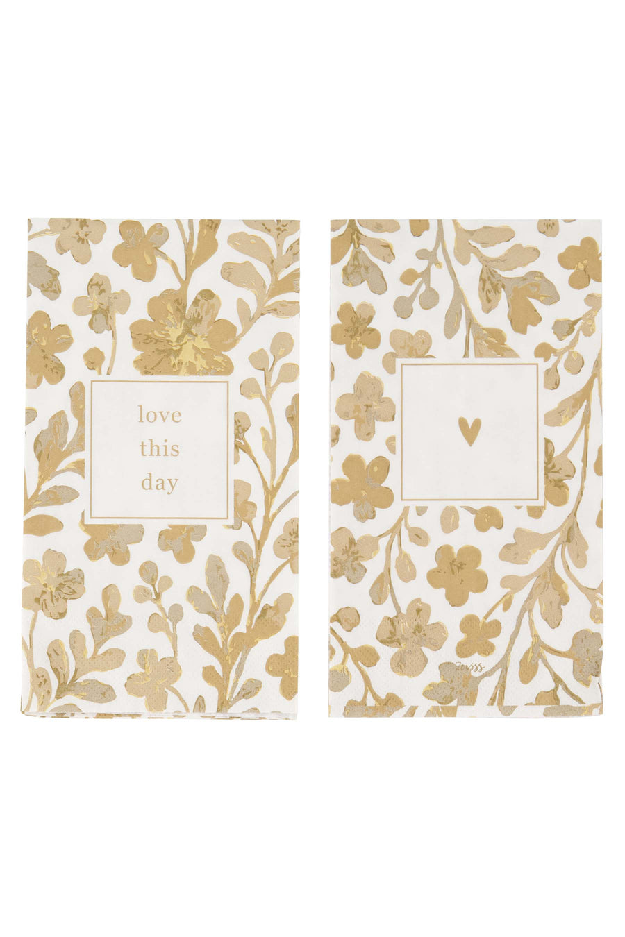 servetten rechthoek hartje love this day | white / gold