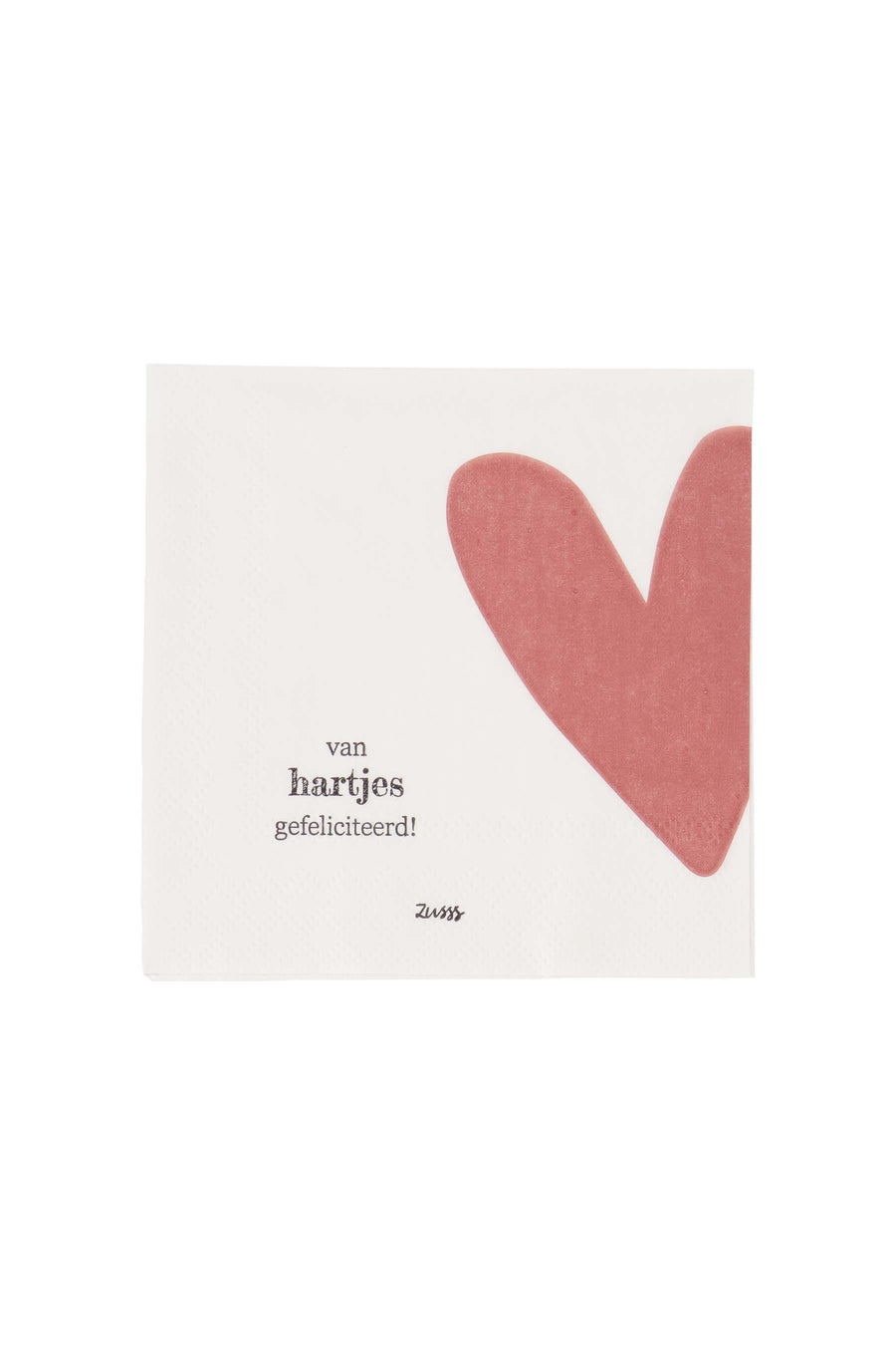 servetten vierkant van hartjes gefeliciteerd | white / pink