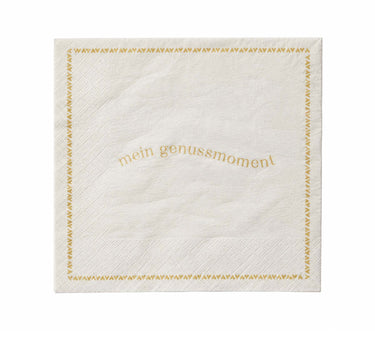 Mein Genussmoment Square Napkins | white / ochre