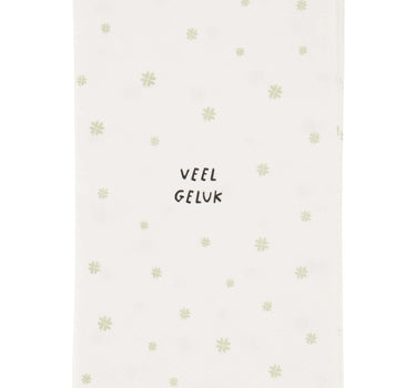 servetten rechthoek veel geluk wit/groen | white / green