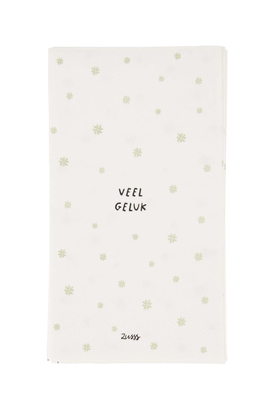 servetten rechthoek veel geluk wit/groen | wit / groen