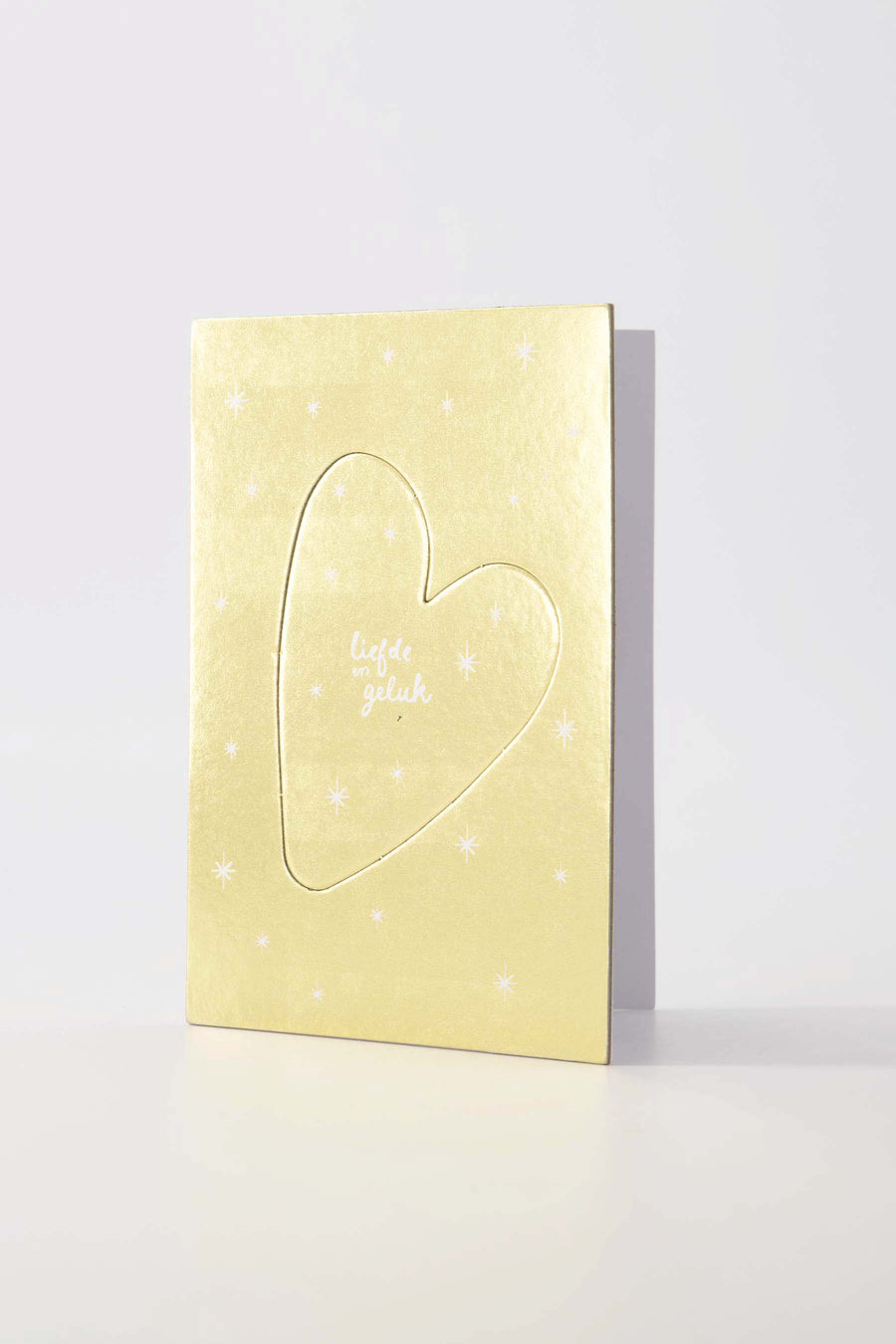 Set of 10 greeting cards Christmas ornament heart love and happiness gold