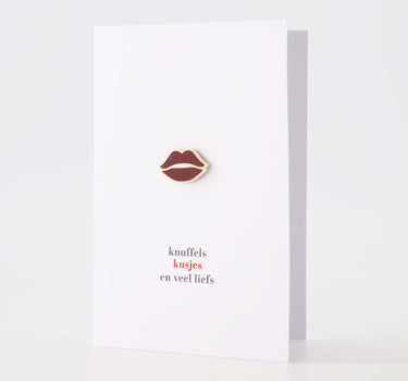 Greeting Card Magnet "Kiss" White/Red | white / red