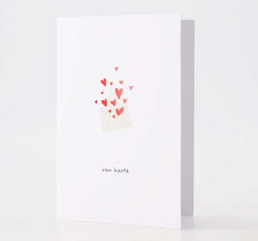 wenskaart van harte wit/rood | white / red