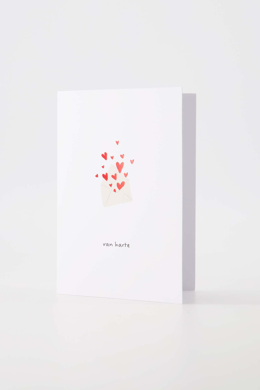 wenskaart van harte wit/rood | wit / rood