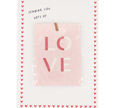 ansichtkaart mini geurzakje love | white / pink