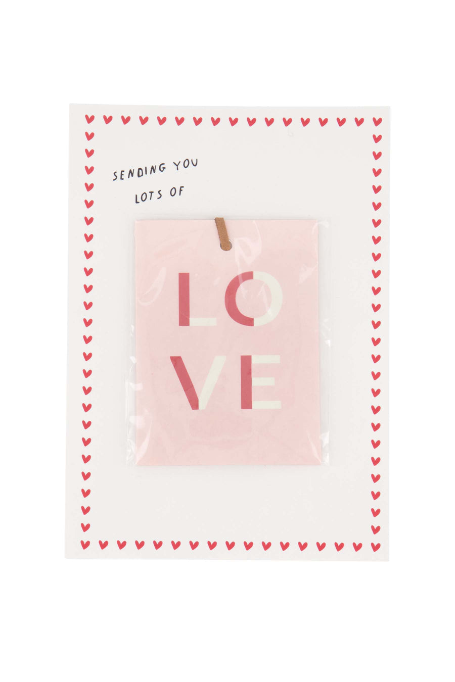 ansichtkaart mini geurzakje love | wit / roze