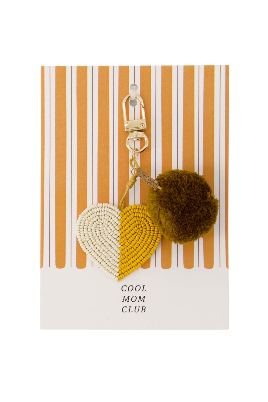 Postkarte Taschenanhänger Pompon Herz Cool Mum Club | Braun / Ocker
