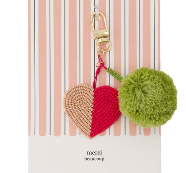 postcard bag hanger pompom heart merci beaucoup | multicolor