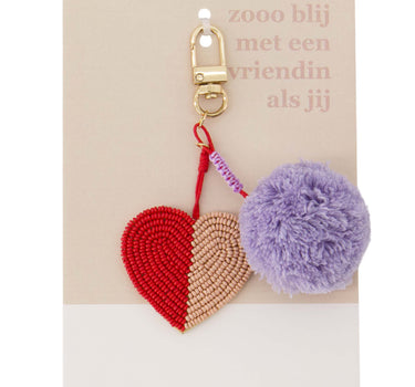 Postkarte Taschenanhänger Pompon Herz so glücklich | mehrfarbig