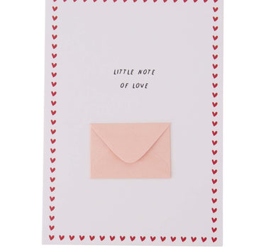 wenskaart mini envelopje little note of love | white / pink