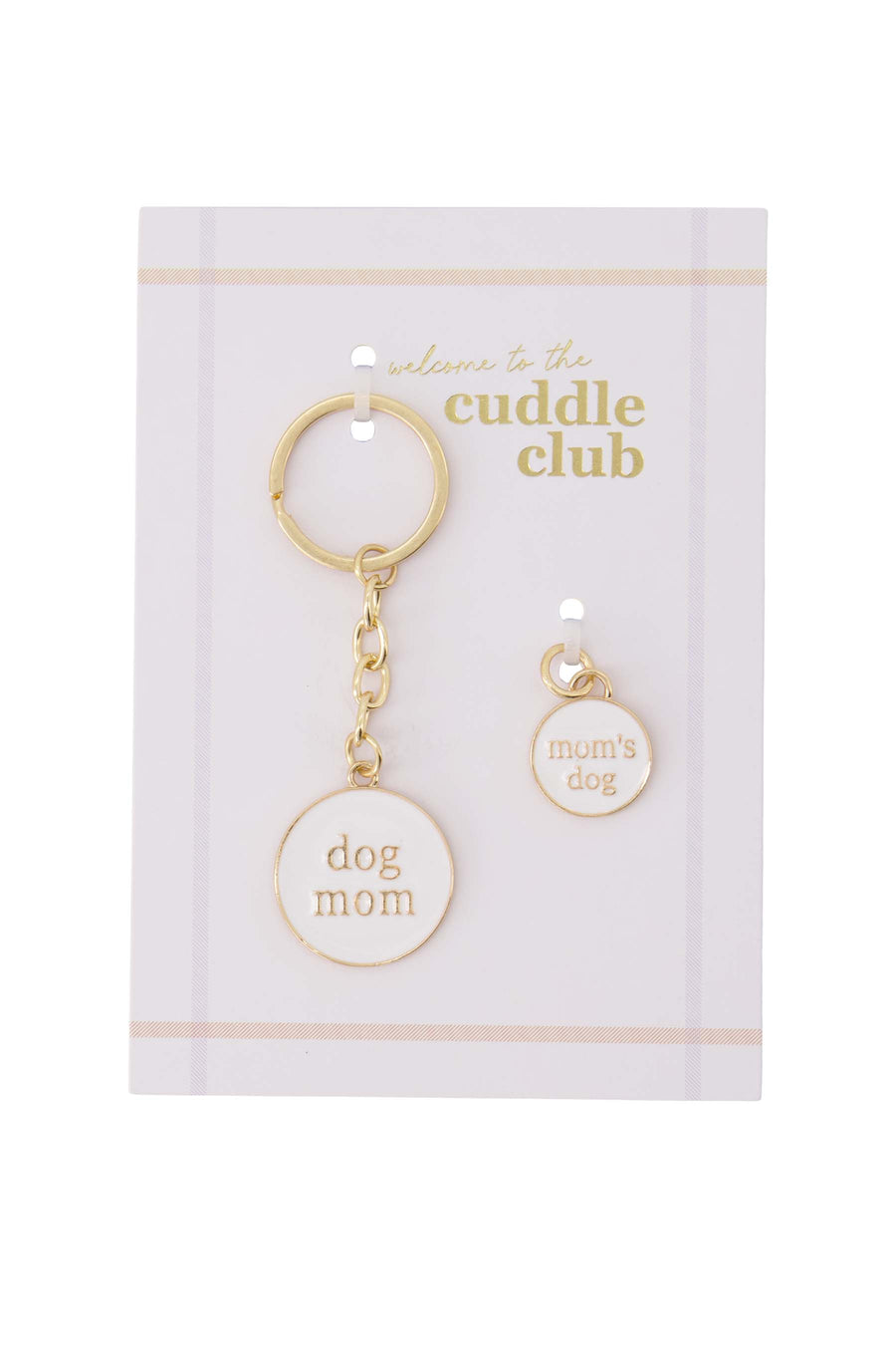 postcard keychain/medal dog mom | white / gold