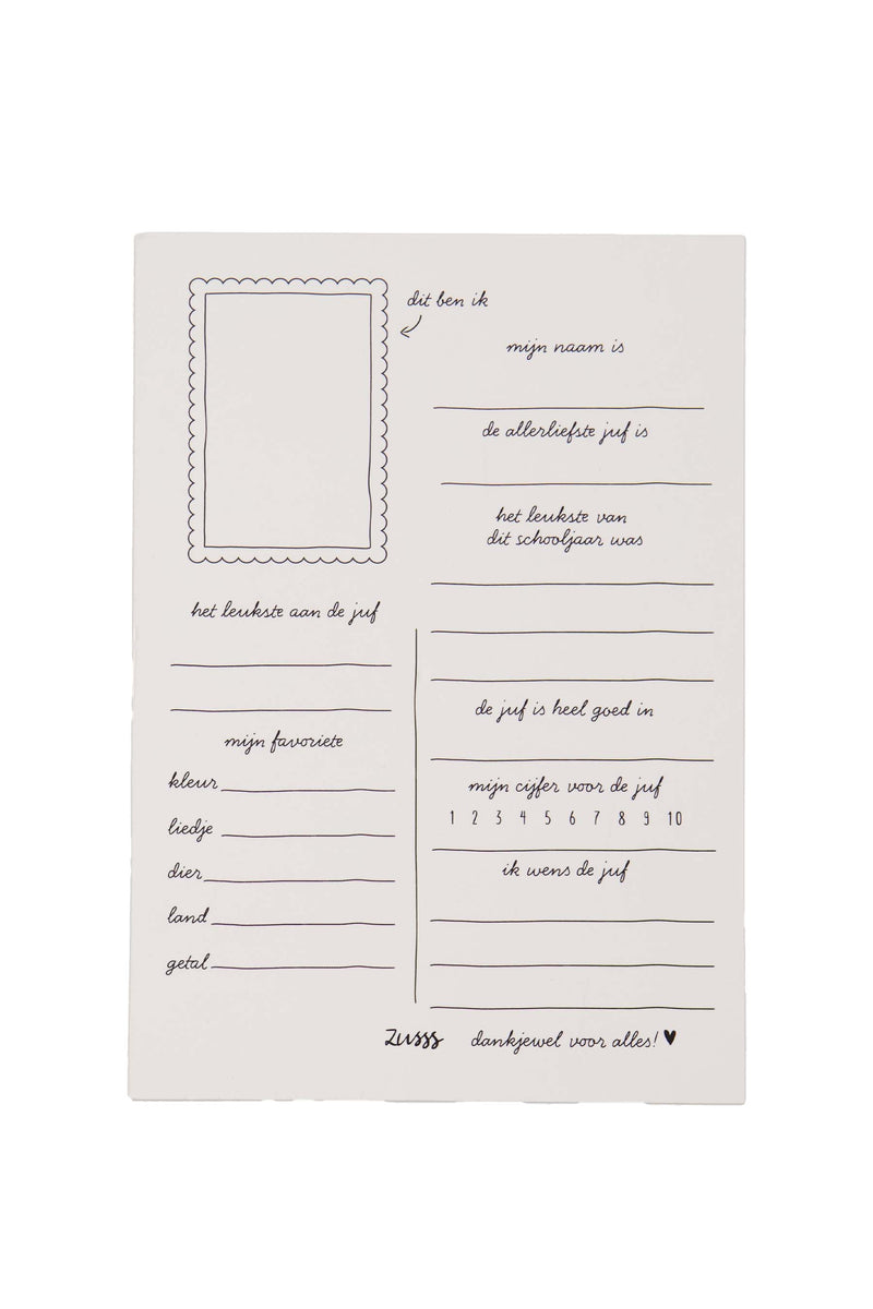 ansichtkaart armbandje liefste juf | green