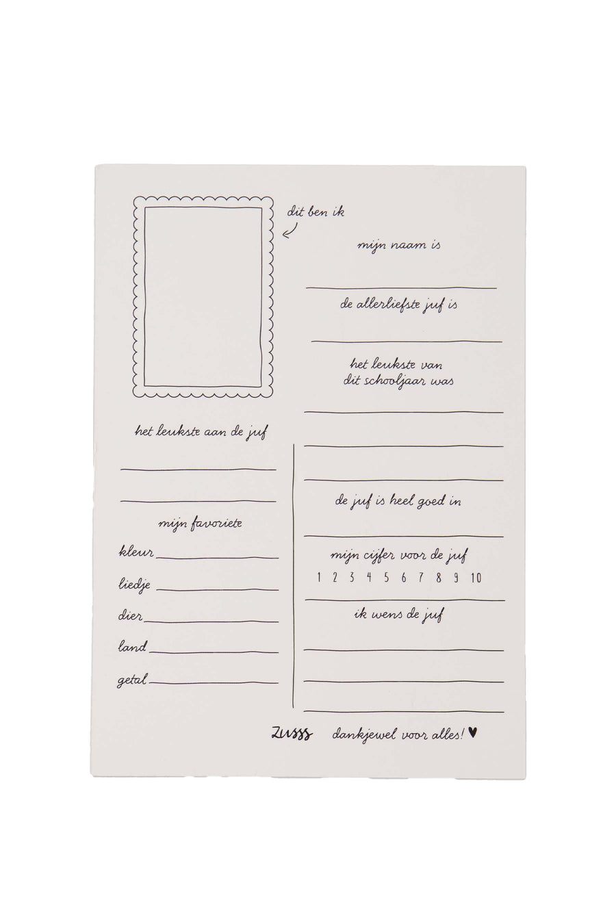 ansichtkaart armbandje liefste juf | green