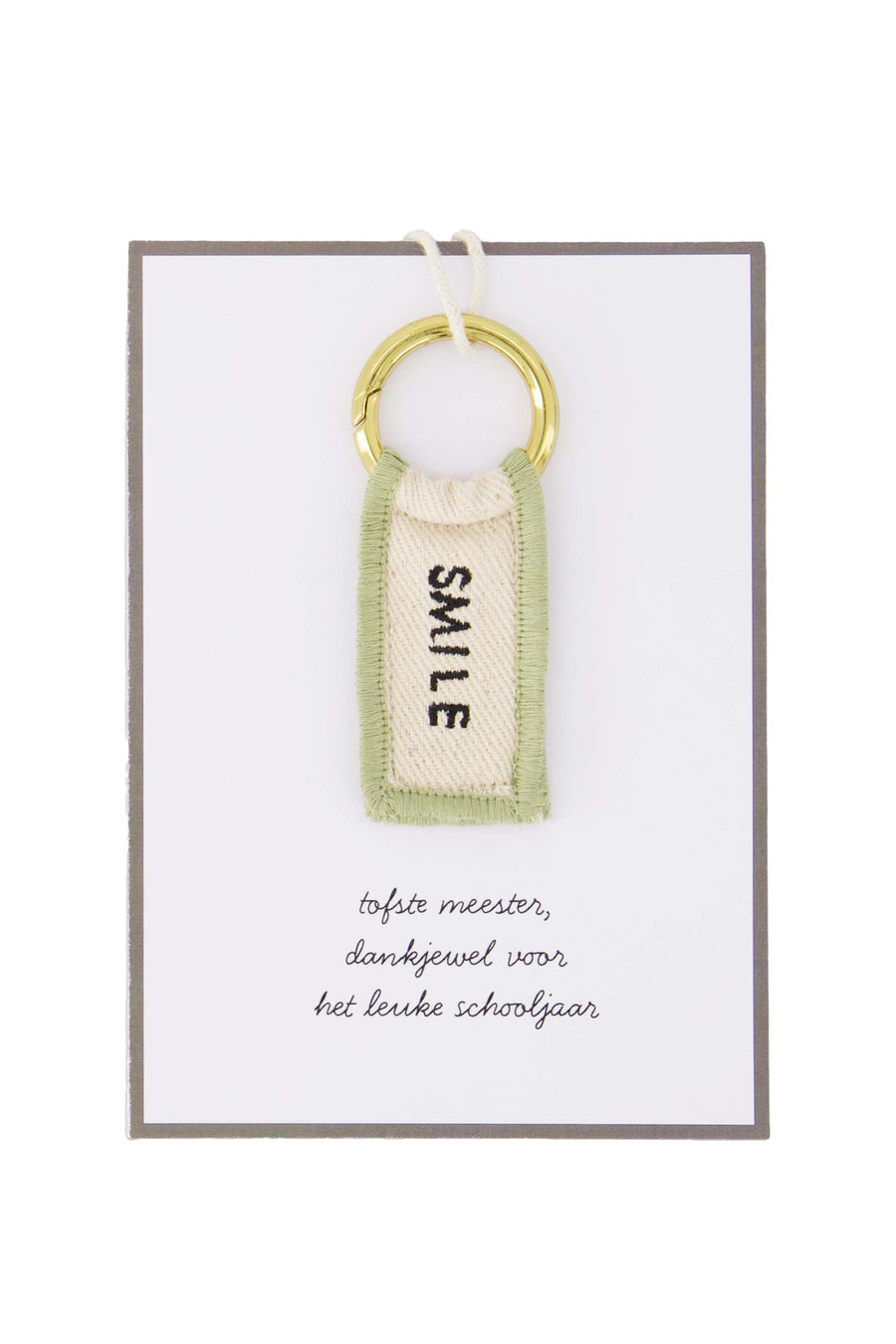 ansichtkaart sleutelhanger liefste meester | wit / lichtgroen