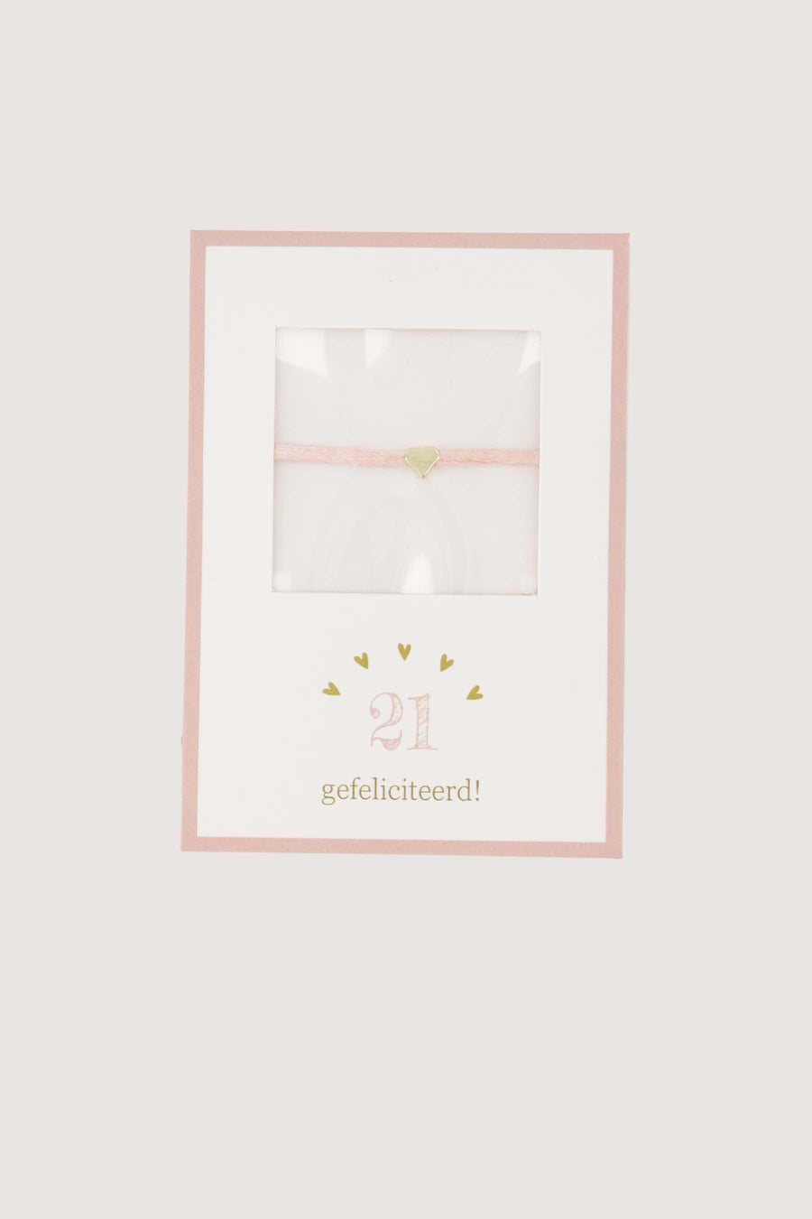 armbandje hartje 21 gefeliciteerd | white / light pink
