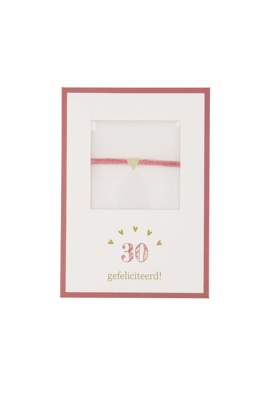 armbandje hartje 30 gefeliciteerd | white / pink