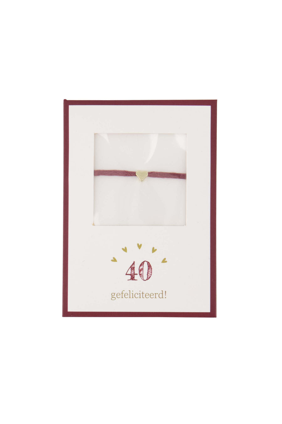 armbandje hartje 40 gefeliciteerd | wit / port