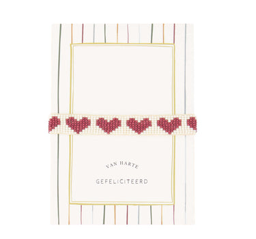 ansichtkaart hartje armbandje gefeliciteerd | multicolor