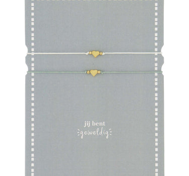Postkarte Freundschaftsbänder weiß/gold/graublau | weiß / gold / graublau