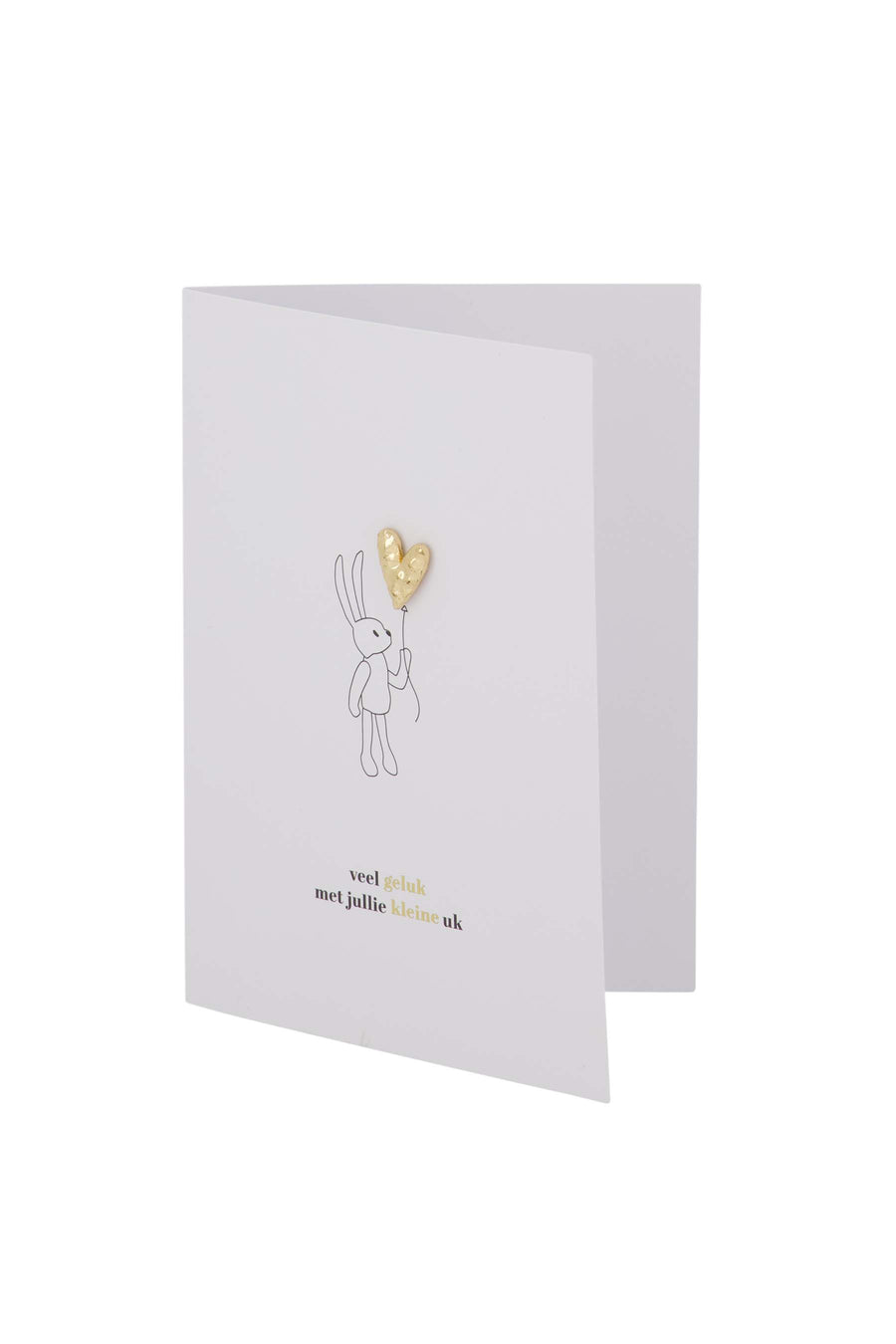 wenskaart broche hartje kleine uk wit/zwart/goud | wit / zwart / goud