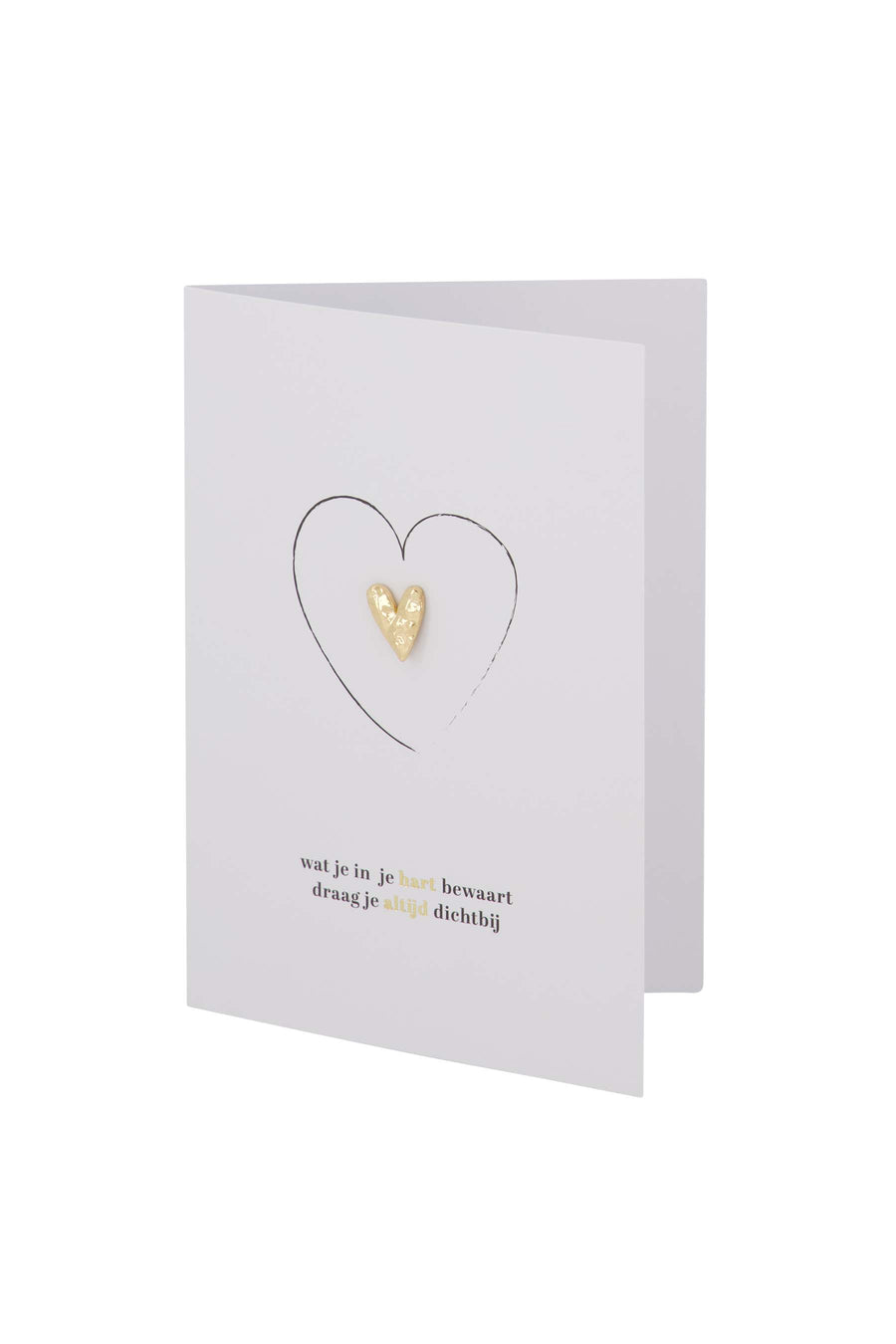 wenskaart broche hartje in je hart wit/zwart/goud | wit / zwart / goud