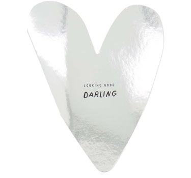 greeting card, "darling" heart, silver | silver