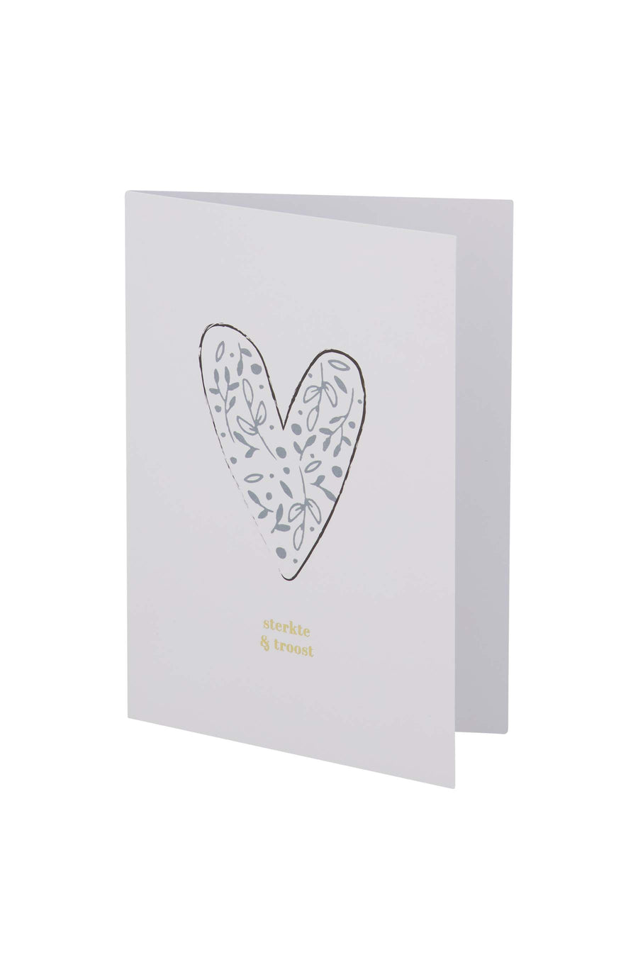 wenskaart hart sterkte wit/grijsblauw/goud | wit / grijsblauw / goud