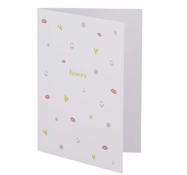 wenskaart hoera multicolor | multicolor