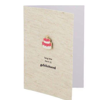 wenskaart magneet taart linnen/roze | linnen / roze