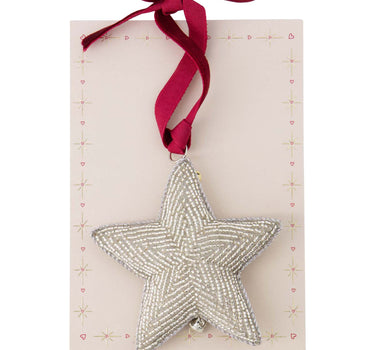 Christmas ornament, beaded star, silver | silver