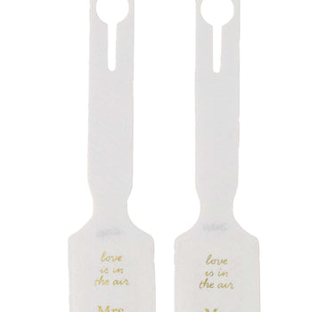 set van 2 kofferlabels Mr & Mrs | off white / goud
