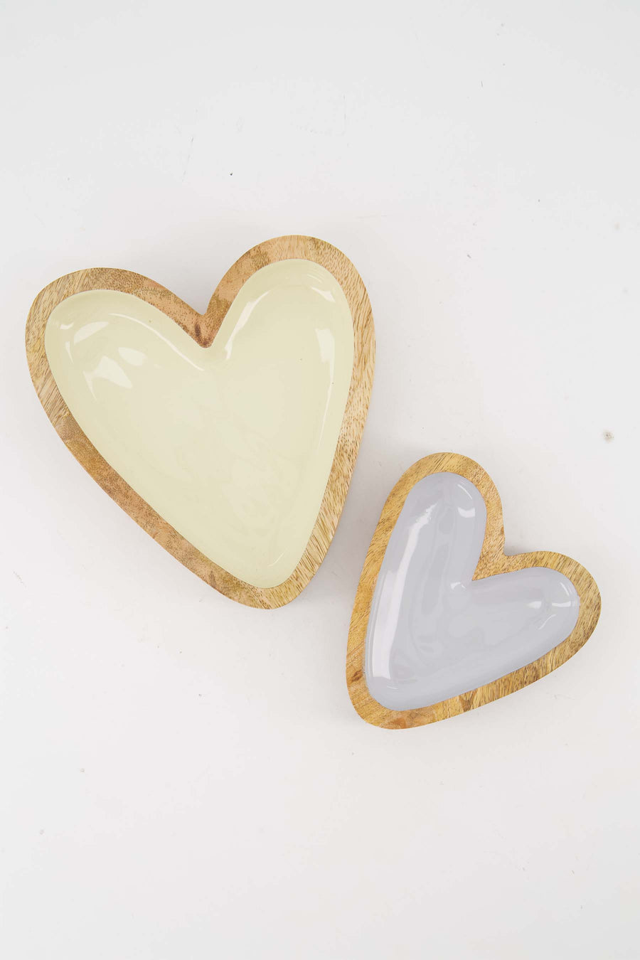 Cadeauset 2 hartjes kommen hout