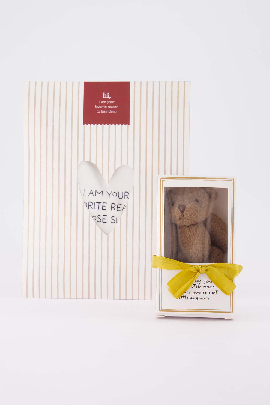 cadeauset Favorite Reason To Lose Sleep - Teddybeer in doosje & babyrompertje - Wit/bruin & wit