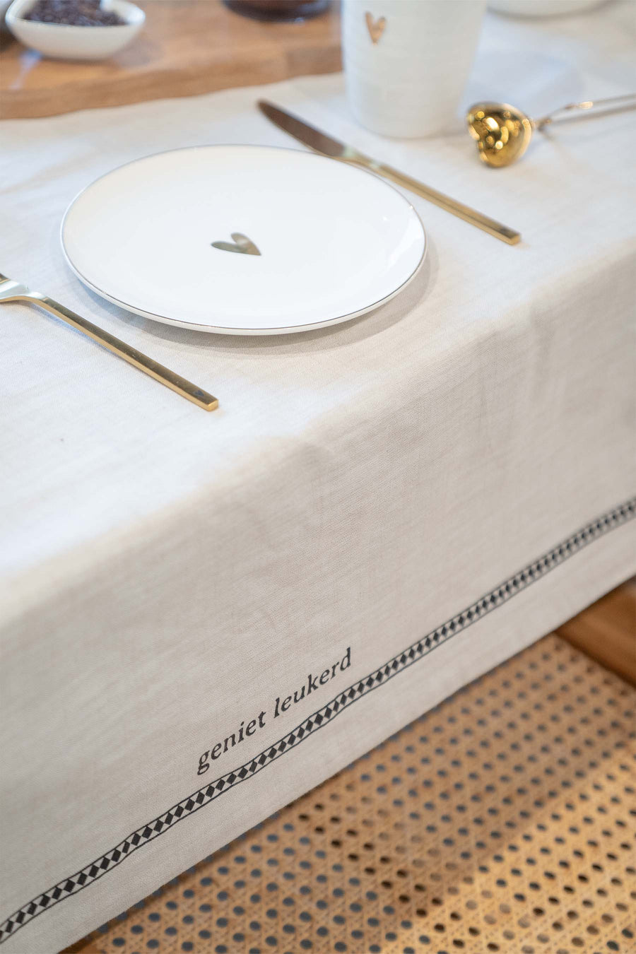 tafelkleed tekstrand zand/antracietgrijs | zand / antracietgrijs