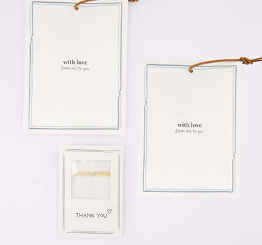 cadeauset Thank You & With Love - Armbandje hartje & set van 2 geurzakjes - Wit/goud/blauw