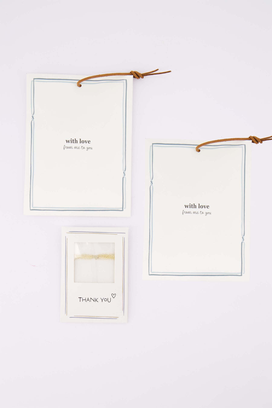 cadeauset Thank You & With Love - Armbandje hartje & set van 2 geurzakjes - Wit/goud/blauw