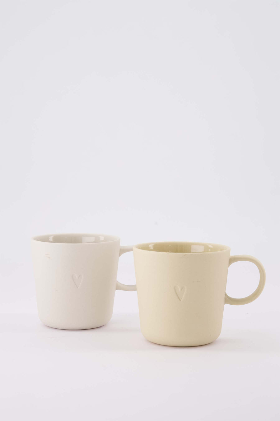 set van 2 koffiemokken met oor Hartje - Keramieken mokken - Zand & warm zand - 230ml