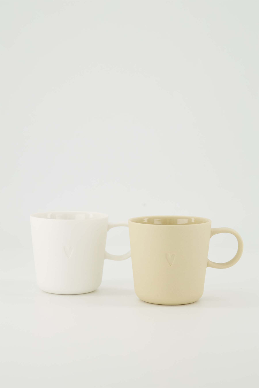 set van 2 koffiemokken met oor Hartje - Keramieken mokken - Zand & wit - 230ml