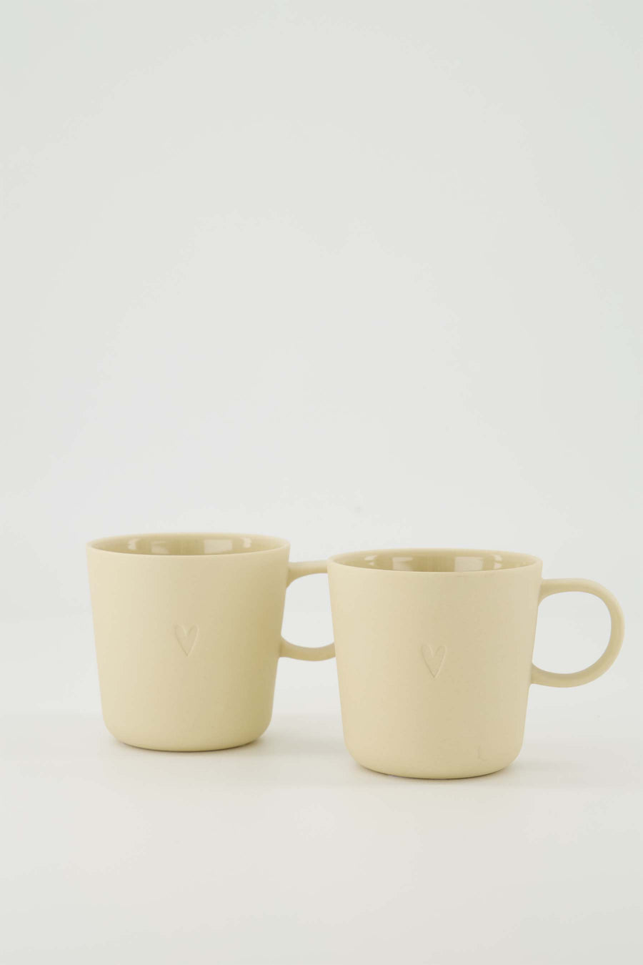 set van 2 koffiemokken met oor Hartje - Keramieken mokken - Warm zand - 230ml
