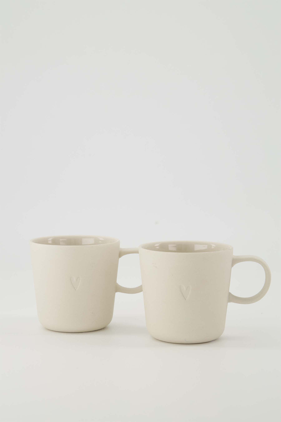 set van 2 koffiemokken met oor Hartje - Keramieken mokken - Zand - 230ml