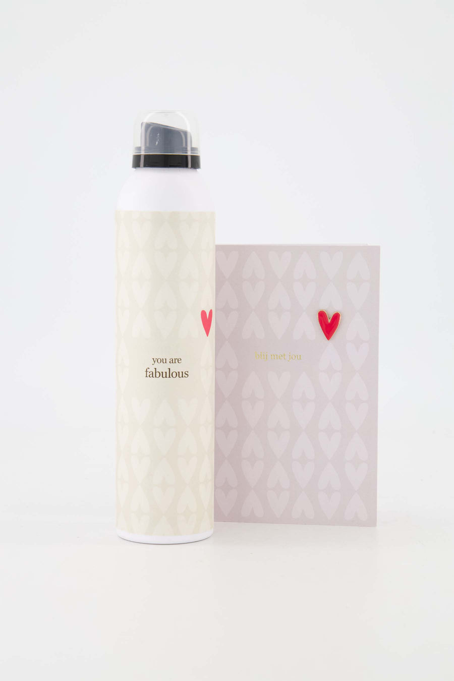 Cadeauset doucheschuim met wenskaart blij met jou