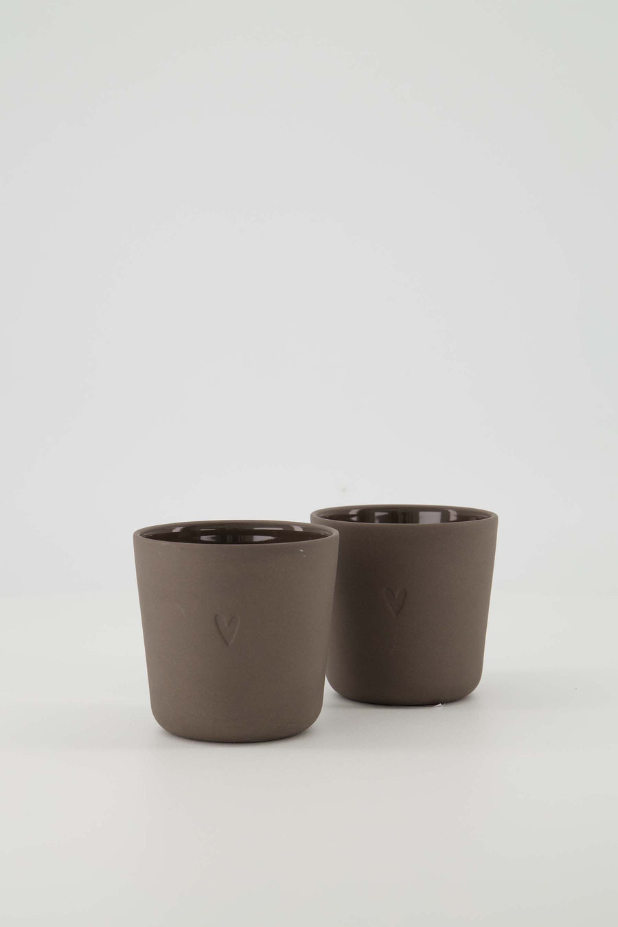 set van 2 koffiemokken Hartje - Keramiek - Donkerbruin - 230ml
