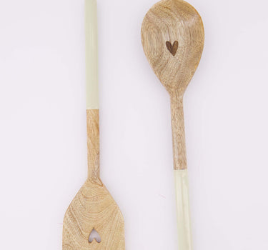 keukenset Hartje - Houten lepel & spatel - Naturel/wit