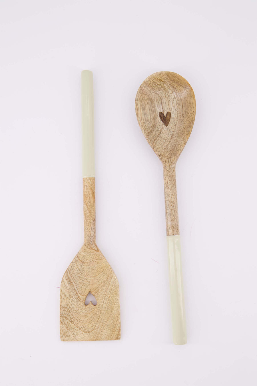 keukenset Hartje - Houten lepel & spatel - Naturel/wit